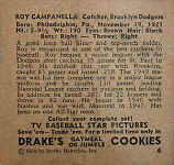 Back of 1950 Drakes Roy Campanella