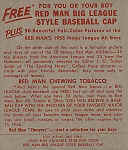 Back of 1955 Red Man baseball card