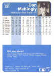 Back of 1984 Fleer baseball Card 131 Don Mattingly Rookie