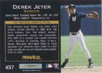 Back of 1993 Pinnacle Card number 457 Derek Jeter RC