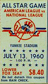 1960 All-Star 2nd Game Stub July 13
