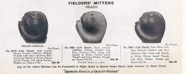 1910 Reach Fielders Mittens