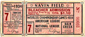 1934 World Series Ticket Stub Navin Field