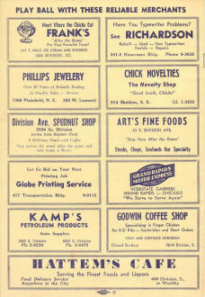 Grand Rapids Score Book Merchant Ad Page