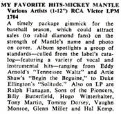ickey Mantle's My Favorite Hit's Billboard Magazine