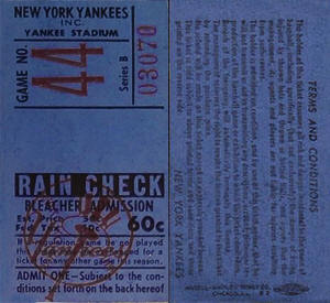 1953 Yankees Bleacher Ticket Stub