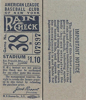 1934 Stadium raincheck